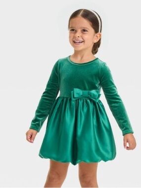 NWOT Target Cat & Jack Emerald Velour Bubble Dress 4T